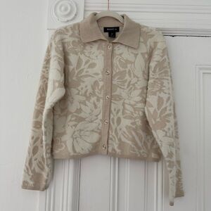 Bailey 44 Cream and Tan Floral button down sweater